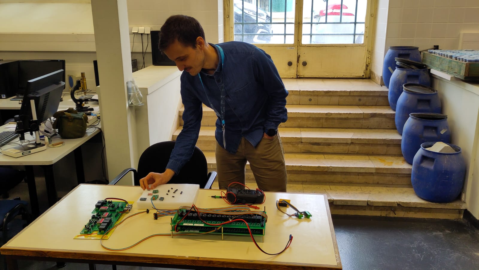 Close-up view of OhmPi measurement board assembly